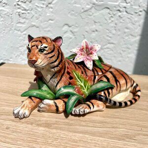 Vintage Fitz & Floyd Serengeti Tiger Lily Lidded Box